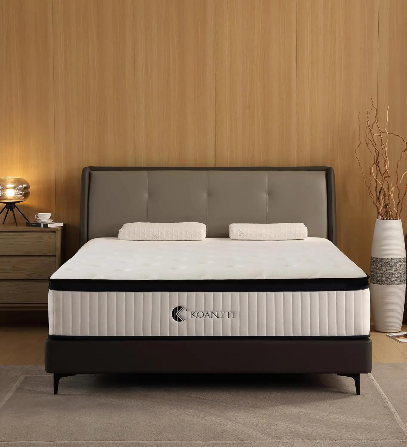 14 Inch Queen Size Mattresses in a Box,Memory Foam Hybrid White & Black Mattress Mattresses,Pressure Relief,Medium Firm.