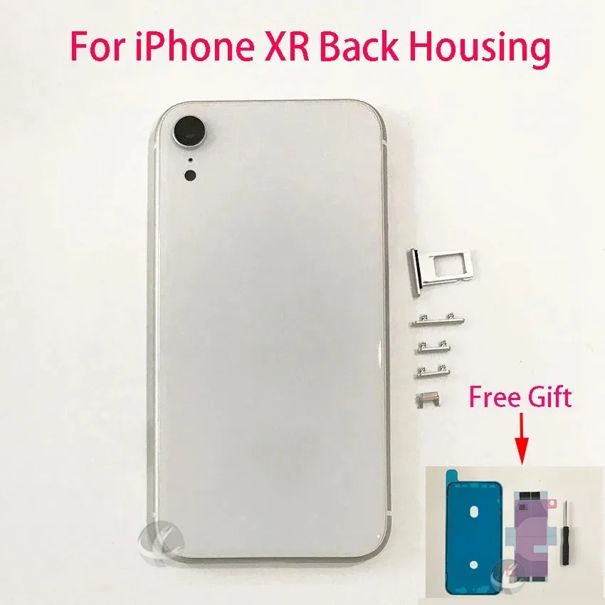 Back Door Rear Housing Cover, Battery Replacement for iPhone XR, With Side Button + Logo, High Quality, Free Gift