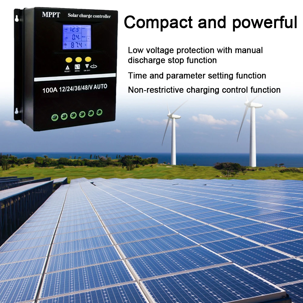 100A/80A/60A MPPT Solar Panel Battery Intelligent Regulator With LCD Display 12V/24V/36V/48V Solar Panel Regulator Timer Setting