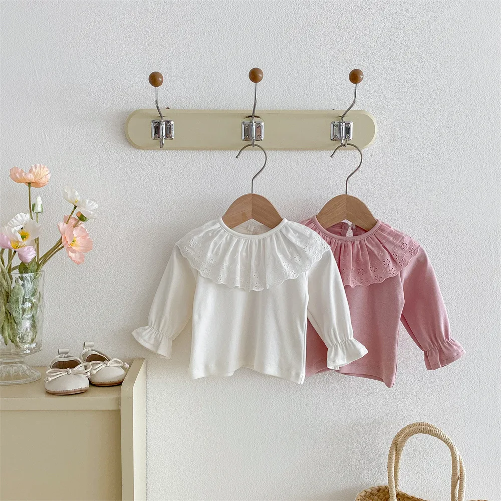 0-24m Baby Mädchen Rüschen Spitze Hemd Langarm Blusen Säugling Baby Tops Kinder Shirts Kleinkind Mädchen Kleidung für Frühling Herbst – Detail 4