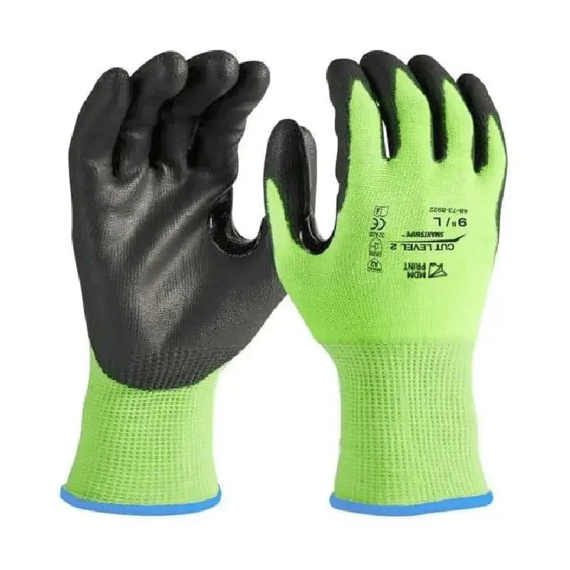 

12 Pair High Visibility Cut Level 2 Polyurethane Dipped Gloves - XXL