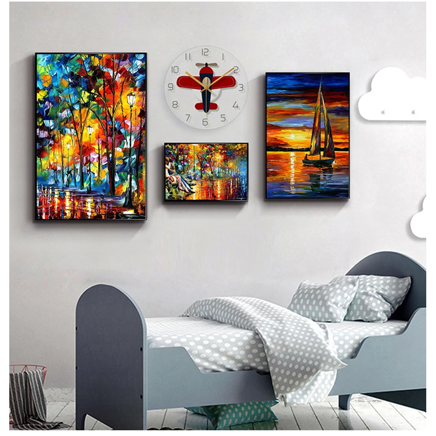 Wall Art Home Decoration Abstract Without Frame 2021 Coloring Hand - Painted Oil Painting Landscape For The Living Room