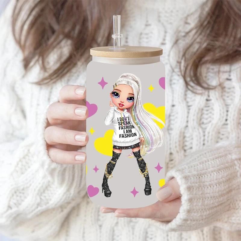 3D UV DTF Transfers Stickers 16oz Cup Wraps Cartoon Girl Printed For DIY Glass Ceramic Metal Leather Etc. D13108