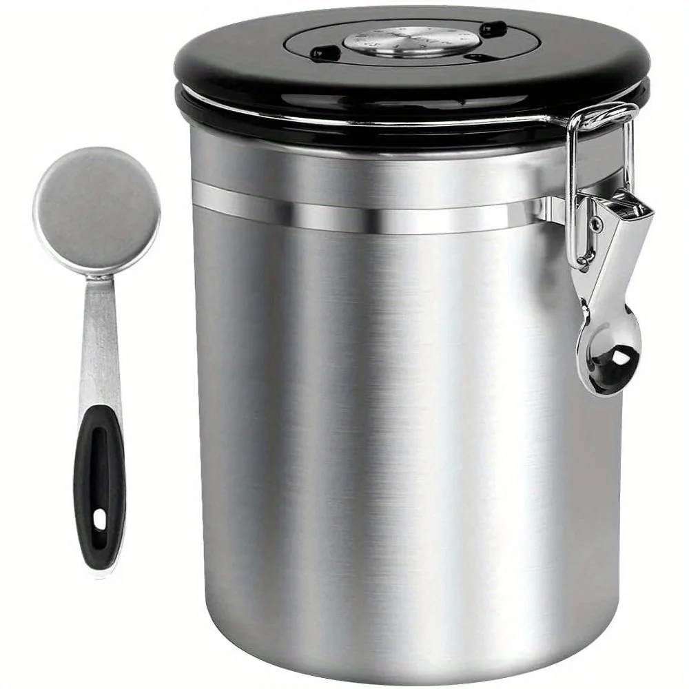 

Coffee Canister, Large 22 oz. Stainless Steel Airtight, Silver