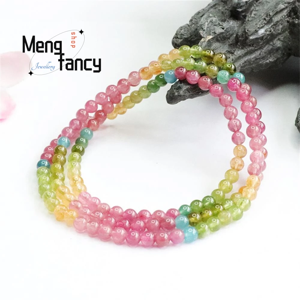 Natural Rainbow Tourmaline Exquisite Elegant Simple High-grade Bracelet Gradient Colour String Macaroon Necklace Fashion Jewelry