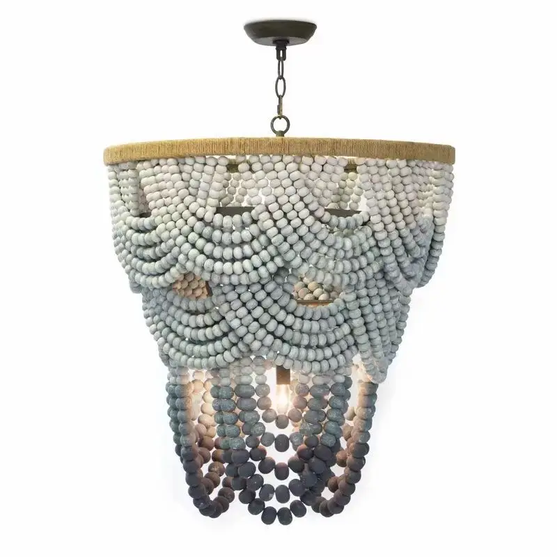 

French bohemian wood chandelier, American simple bedroom room light