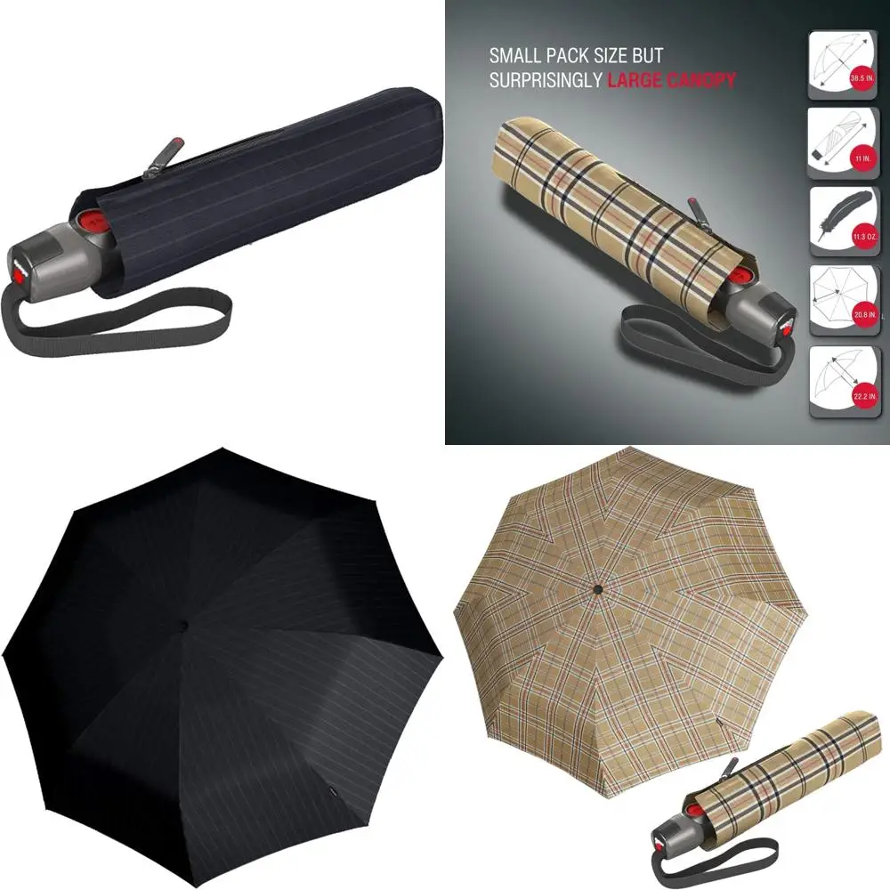 

Compact Automatic Folding Umbrella for Men - Wind-Resistant, Aluminum and Fiberglass Frame, 38 Inches, Stripe Pattern, Tested to