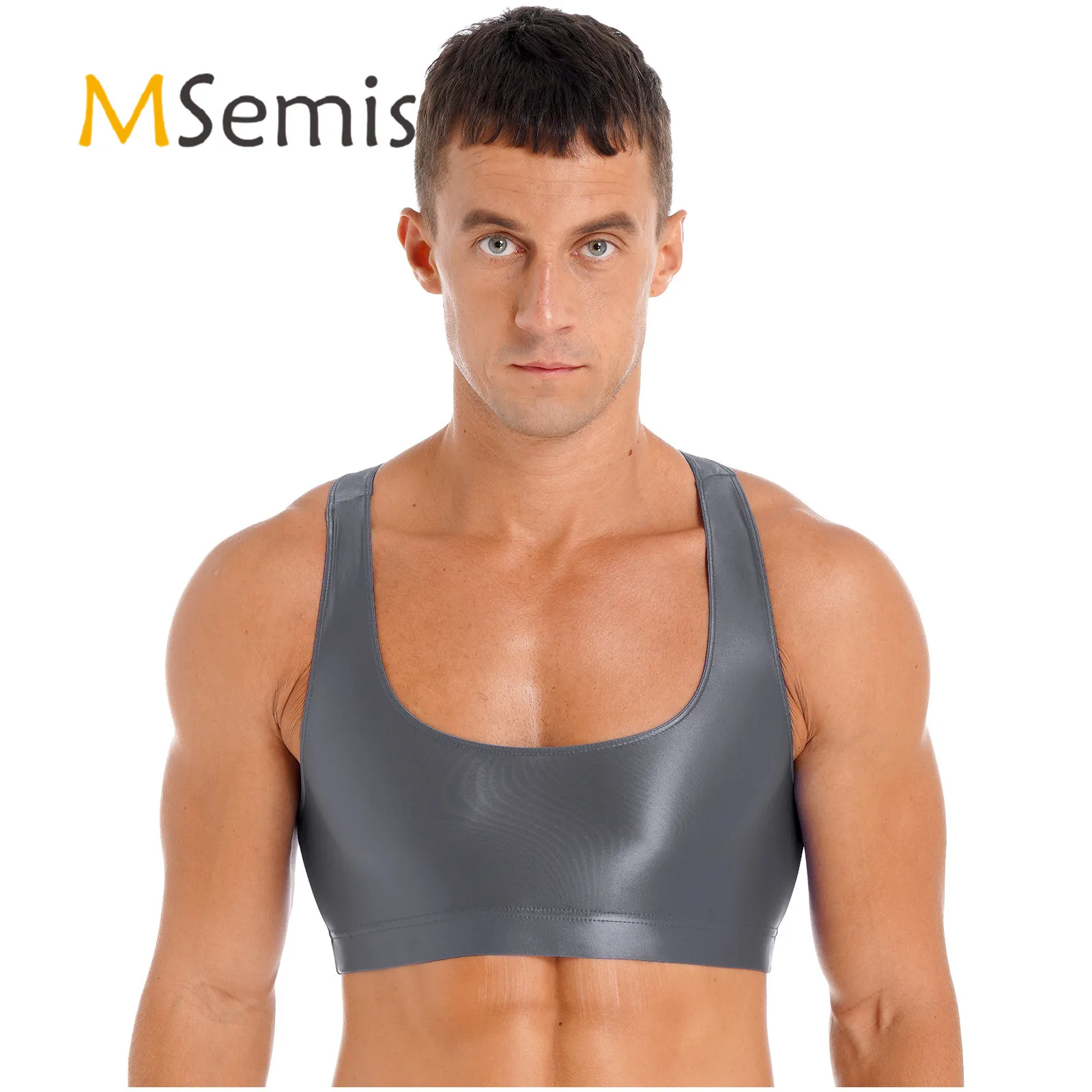 

Майка мужская Глянцевая без рукавов, с U-образным вырезом