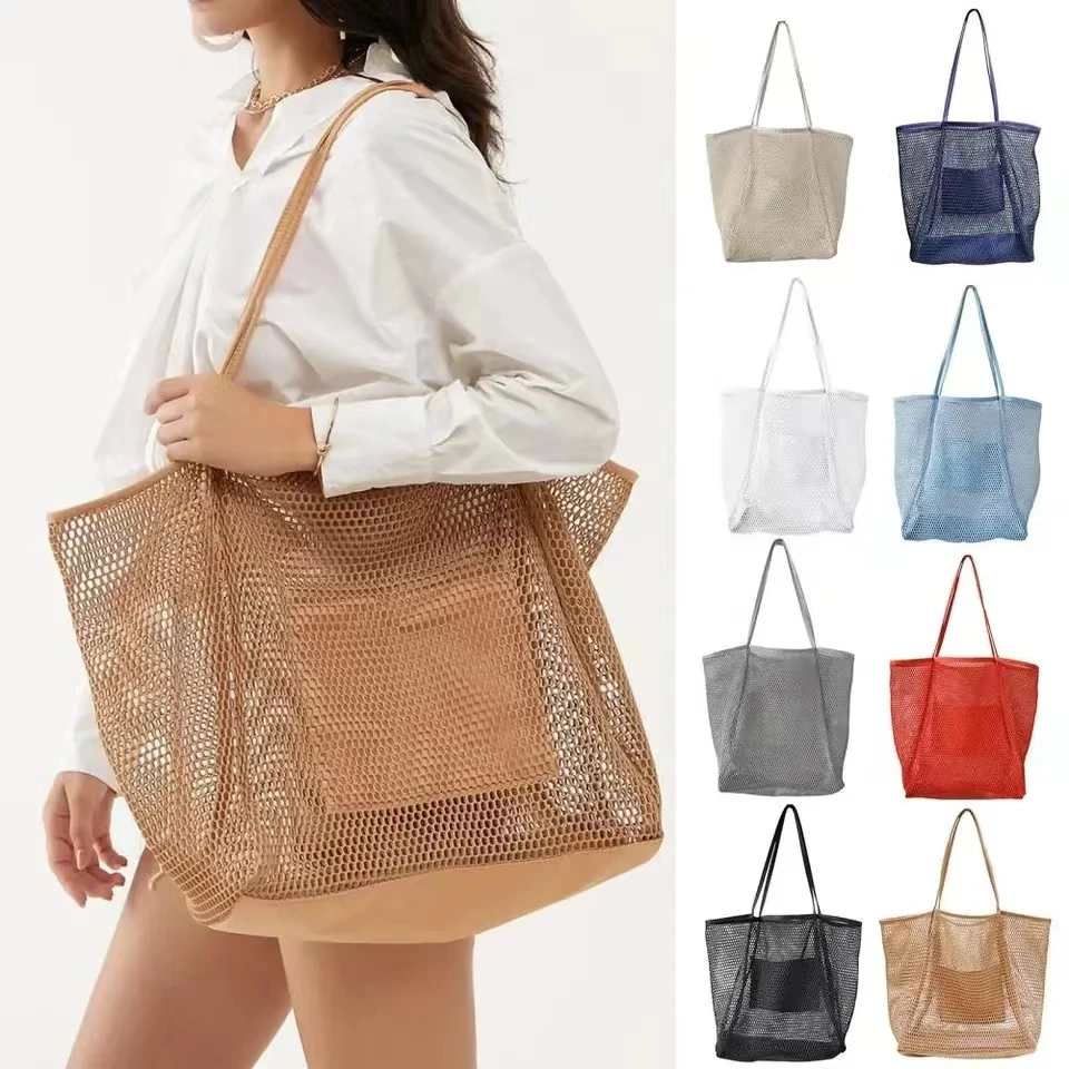 Ladies Handbag New Fashion Mesh Beach Bag Ladies Washing Swimming Waterproof Clothes Storage Shoulder Bag Tote Designer Bag