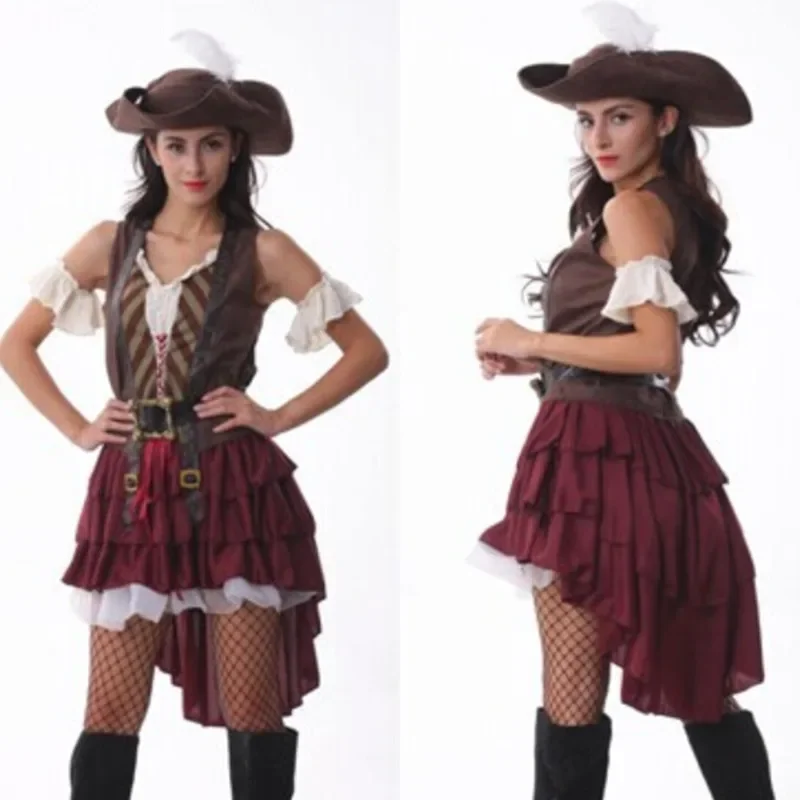 Fato de Halloween feminino, fantasia sexy de pirata, vestido Jack Sparrow, Piratas das Caraíbas, adulto, fêmea