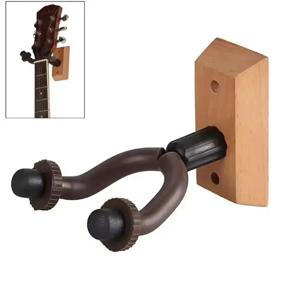 2PCS Guitar Wall Mounted Hanger Holder Stand Wooden Acoustic Guitar Ukulele Violin Bass Guitar Instrument Accessories