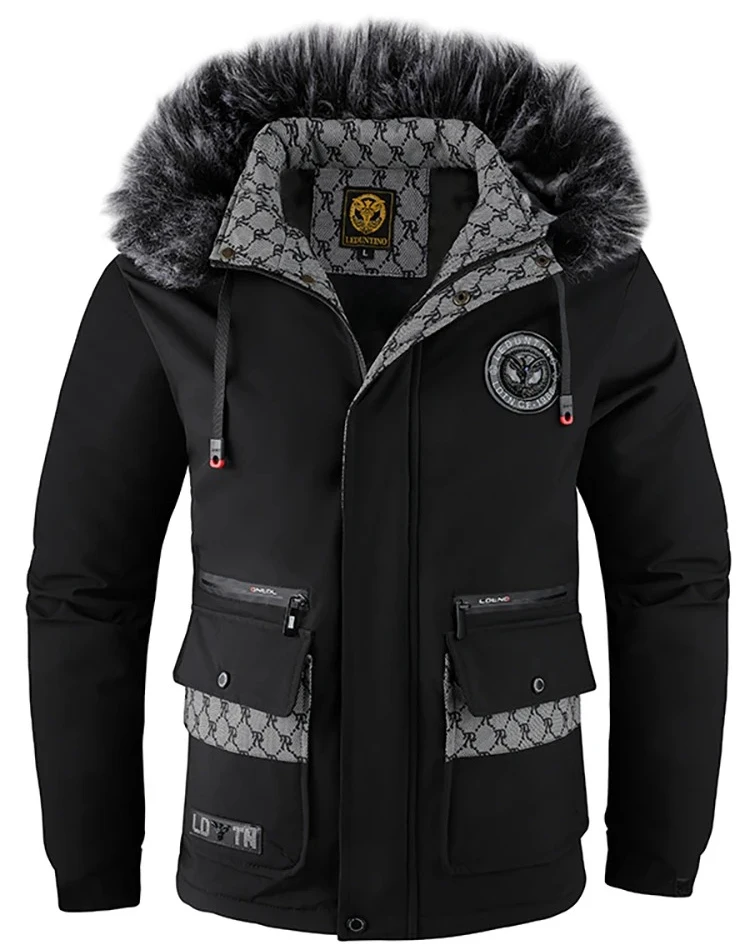 

Men's Winter Jacket Thickened Warm, Windproof Cotton Padded Hooded Coat with Big Size for Outdoor Fashion