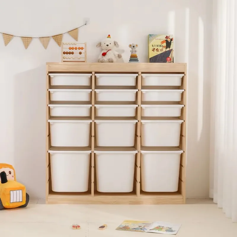 Children's room furniture Wooden toy Bookshelf Locker Children's plastic storage box