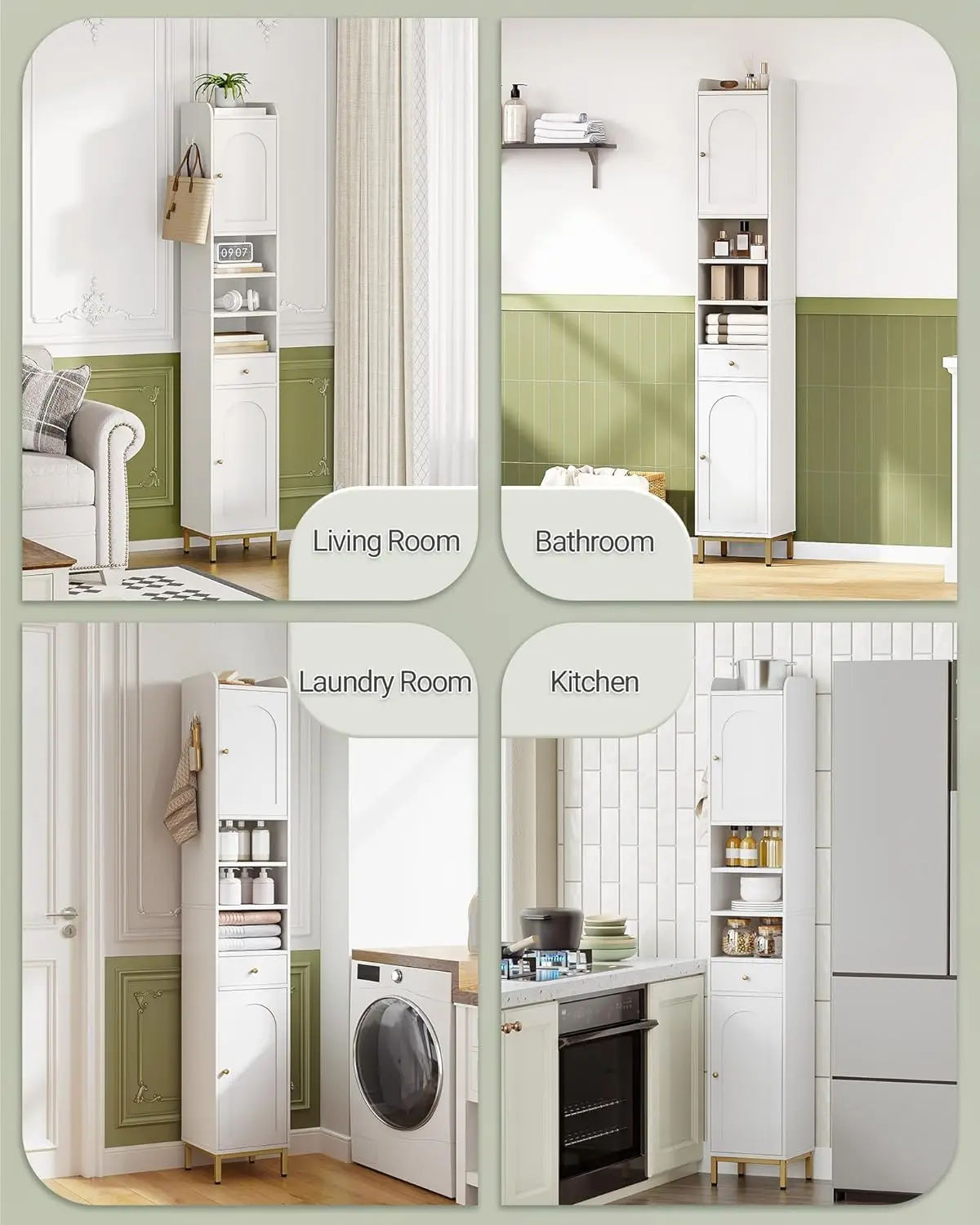 Bathroom Cabinet With Adjustable Shelves Doors Drawer Freestanding Tall Floor Storage Cabinet Narrow Toilet Paper Organizer Frame Wooden Utility Tower White view 4