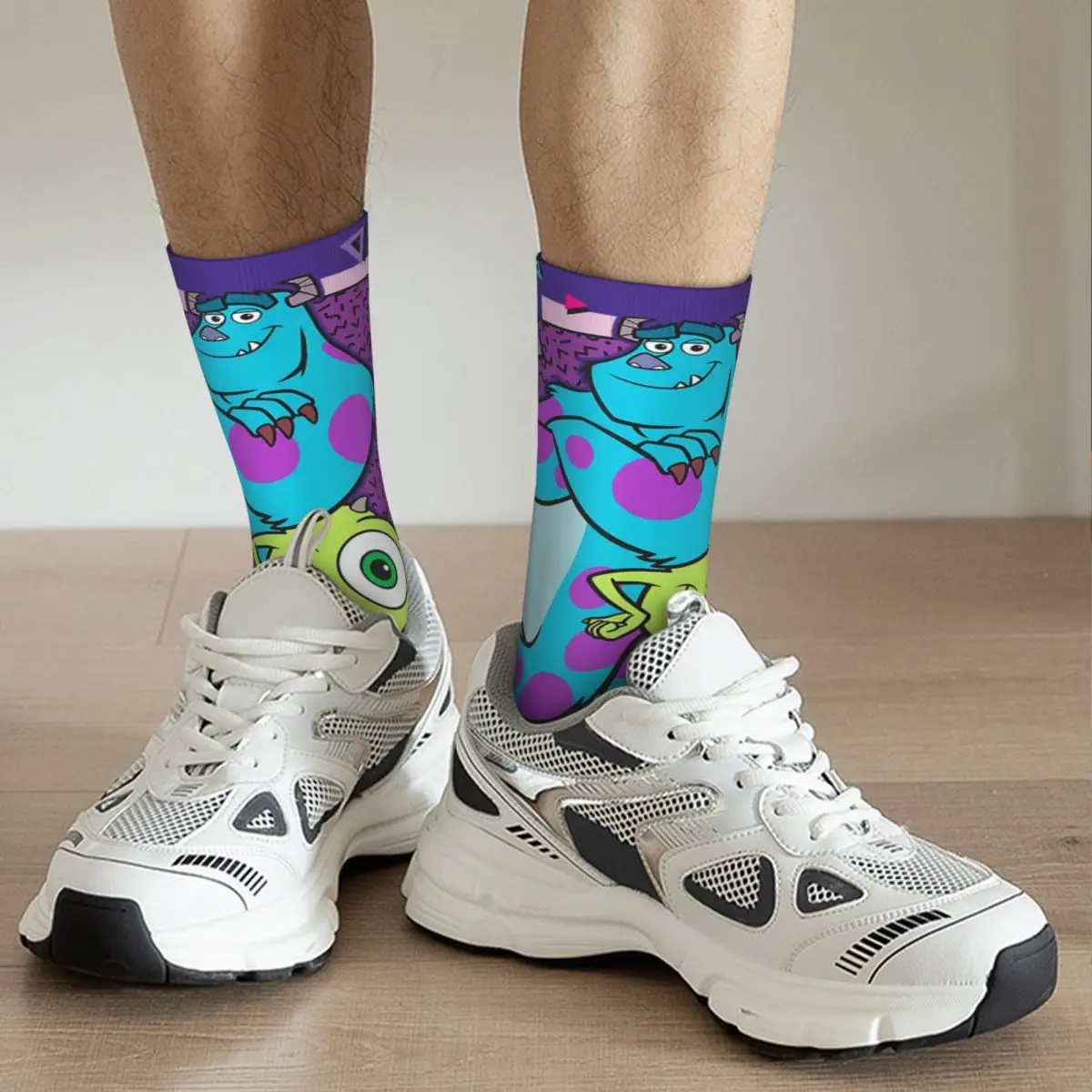 Hip-hop Monsters Inc. Mike And Sully 90\'s Style Basketball Socks Polyester Middle Tube Socks for Unisex