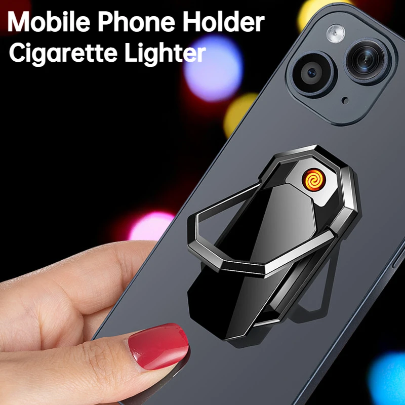 Metal Outdoor Windproof USB Flameless Tungsten Wire Lighter Multifunctional Mobile Phone Holder Electric Lighter Smok Accessorie