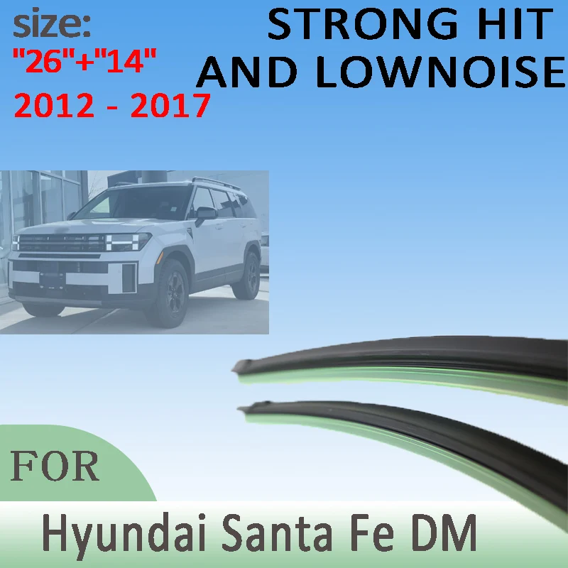 

Wiper Front Wiper Blades For Hyundai Santa Fe DM 2012 - 2017 2015 2016 Windshield Windscreen Window 26"+14" LHD Accessories