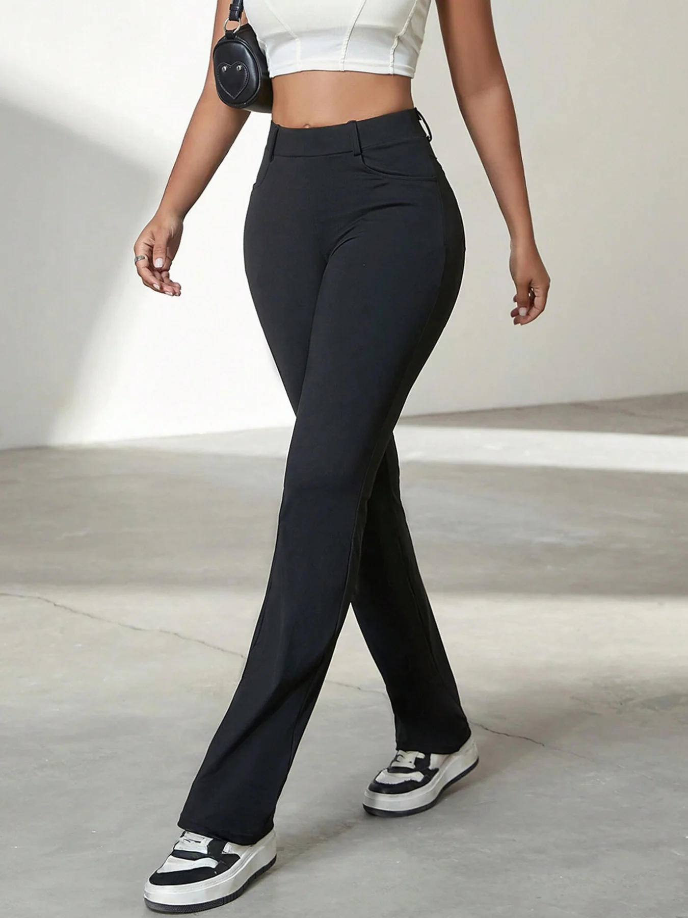 High Waist Yoga Flare Pants Women Stretch Bootcut Leggings Slim Fit Hip Lifting Workout Sports Fitness Trousers With Pockets