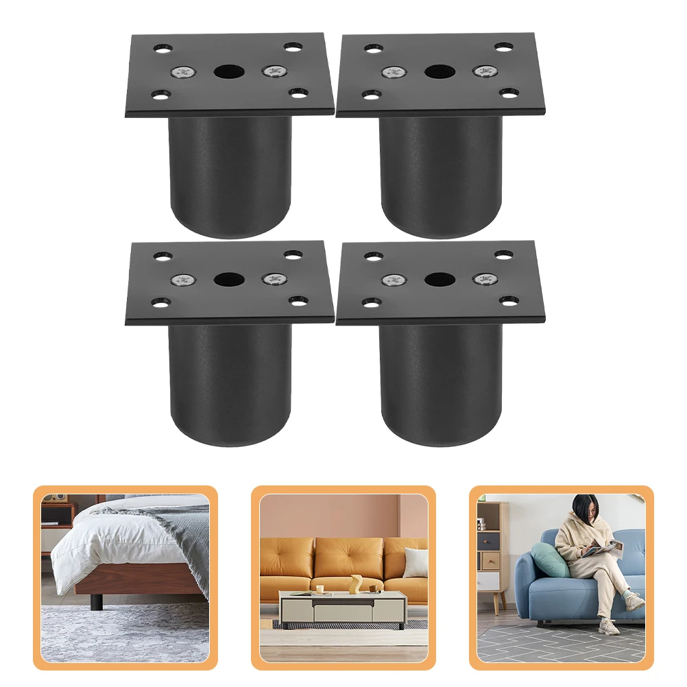 

4 Pcs Furniture Adjustable Feet Sofa Riser Heavy Duty Cabinet Legs Stainless Steel Risers Black Office