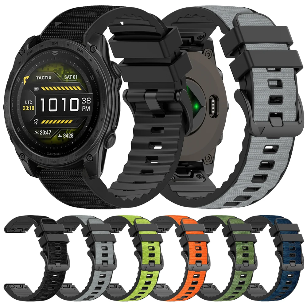 22mm 26mm Nylon-Silikon-Armband für Garmin Tactix 8 7 Pro Delta Bravo Geflochtenes Band für Garmin Quatix 8 7 7X 6 5 QuickFit Armband