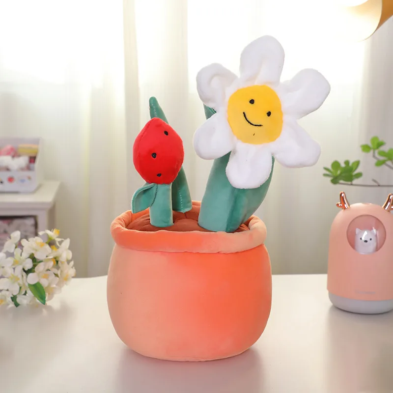 Peluche Cactus, simpatico cuscino in peluche con delizia da giardino morbido, margherita di piante di peluche Creative, tulipani, decorazione ottimo regalo di compleanno