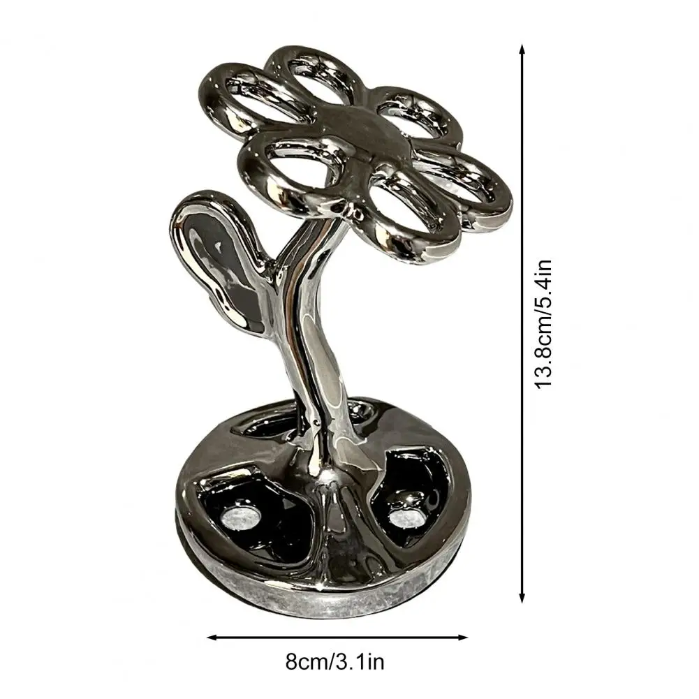 Soporte de cerámica para cepillo de dientes, estante de almacenamiento multifuncional con forma de flor para maquillaje