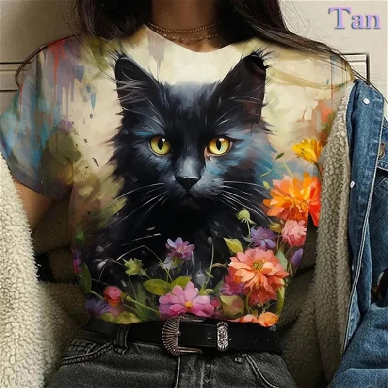 

New Fashion Women's 3D Printed T-Shirt Funny Animal Cat Print T-Shirt Short Sleeve Men's Woman Clothing Cute New In Tops Female