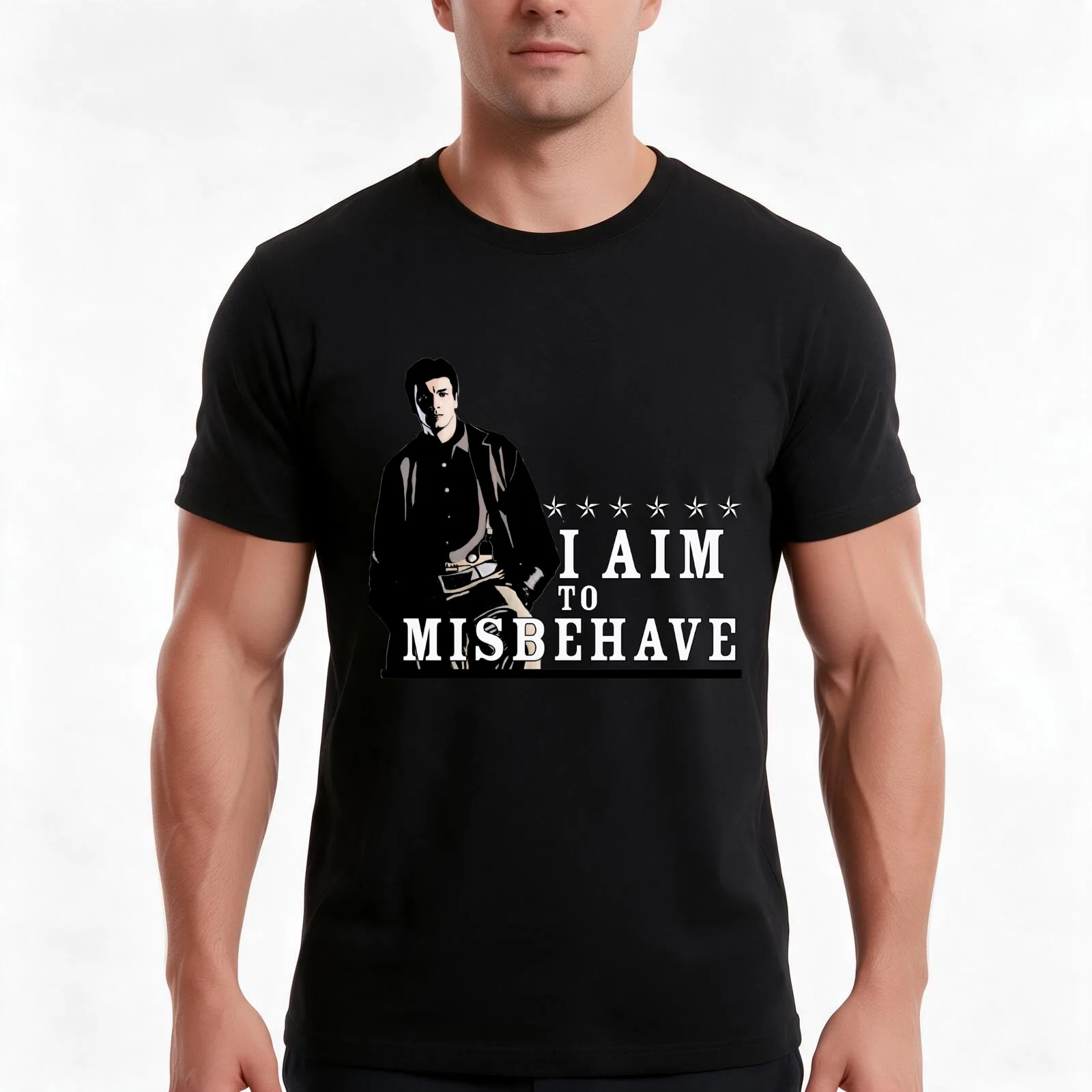 I Aim to Misbehave T-Shirt, Summer Casual Cotton Tee, Oversized Streetwear Tops, Vintage Graphic Print, Loose Fit Short Sleeve