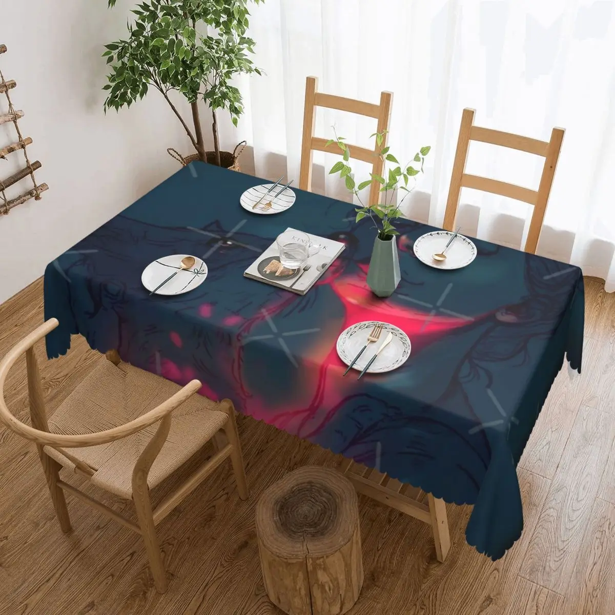 

Glowing In The Dark Tablecloth 54x72in Waterproof Decorative Border Indoor/Outdoor