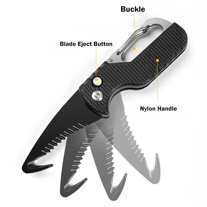 Outdoor EDC Portable Multifunctional Package Opener, Keychain, Serrated Hook, Mini Box Opener Self Defense Tool