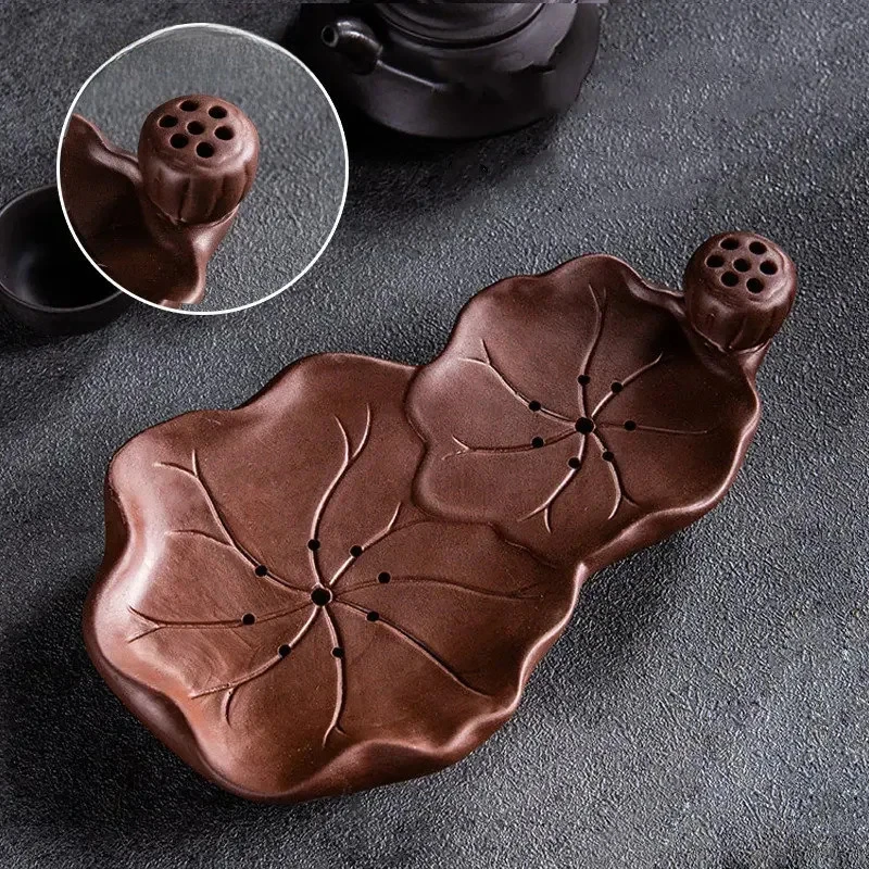 

Chinese Purple Clay Tea Tray Household Water Storage Type Tea Sea Creative Zisha Pot Bearing Antique Tea Set Trays Decorative