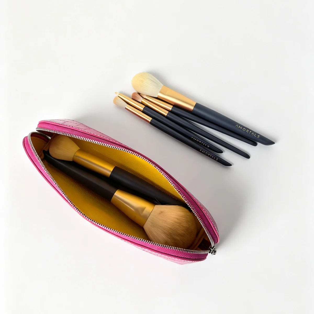 Neue Rosenrote Echte Krokodilleder-Textur Kosmetiktasche Große Kapazität Reise-Tragbare Handtasche Organizer Make-up-Tasche Etui – Detail 25