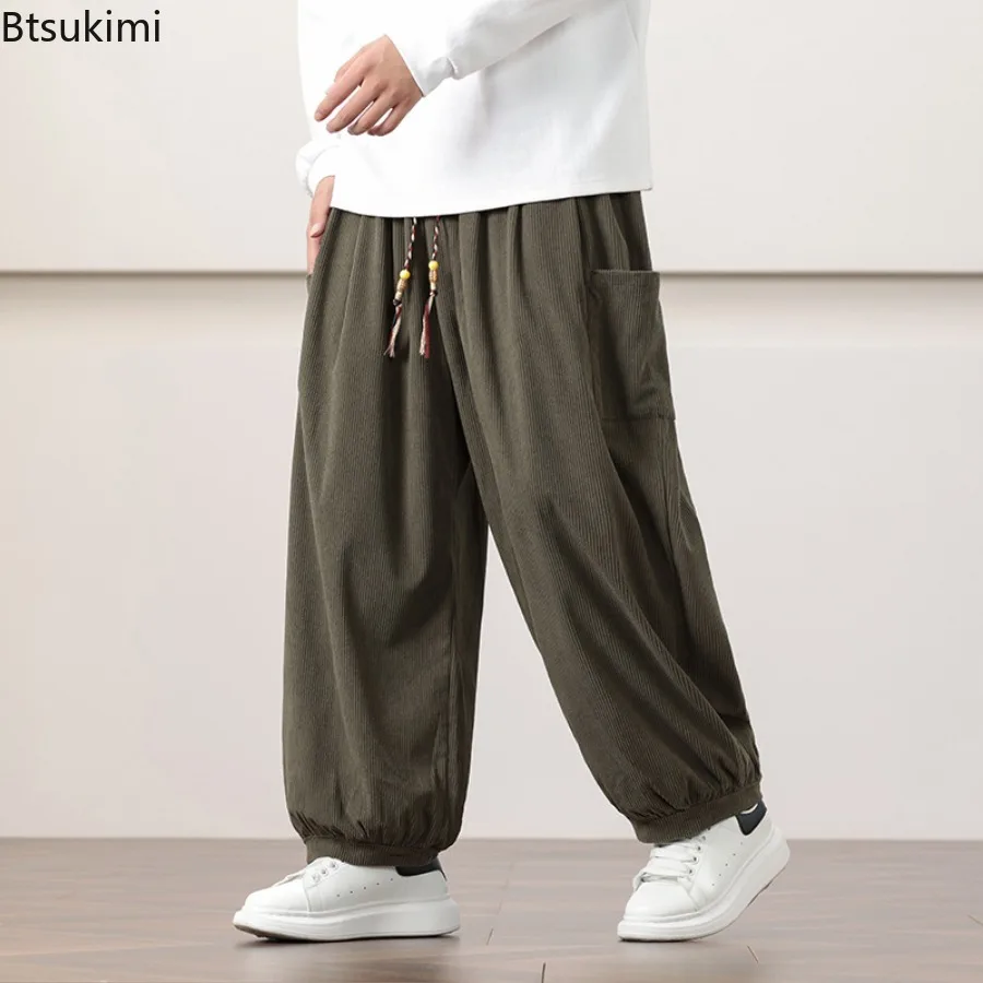 

Oversized Men Harem Pants Chinese Style Corduroy Wide Leg Pants Male Baggy Sweatpants Joggers Pants High Quality Casual Trousers