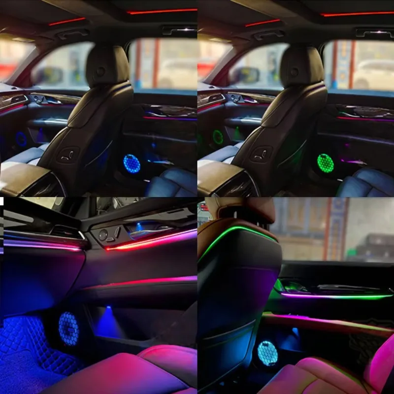 Automotive LED Ambient Light 64 Color Full Car Atmosphere Dynamic Light Starry Sky Decorative Panel Light Strip Inside Lamp