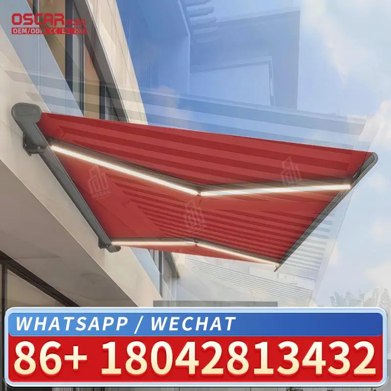 Outdoor Retractable Full Cassette Awning Folding Canopy for Patio Sun Protection Ideal for Balconies and Terraces in European Re