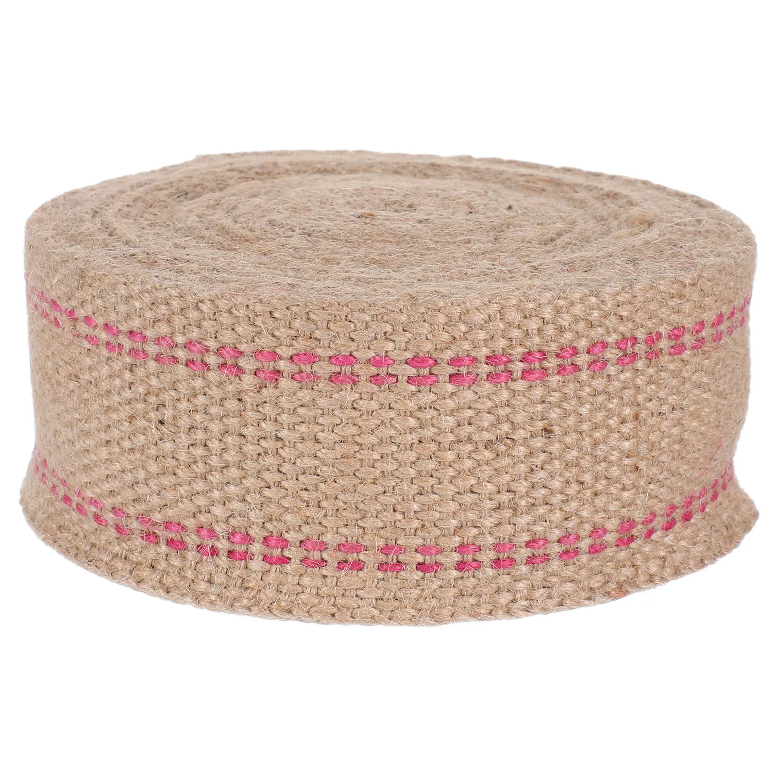 

Natural Jute Webbing Tape Red Stripe Design Strong Woven Fabric for Furniture Repair Craft Projects Outdoor Camping Swing Straps