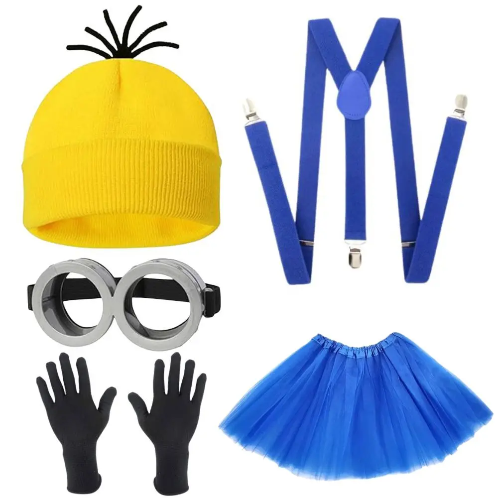 Cartoon Cosplay Fantasy Costume Disguise Adult Kids Yellow Beanie Gloves Steampunk Goggles Halloween Party Costume Disfraz