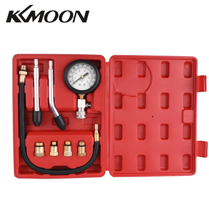 Gasoline Engine Compression Tester Auto Petrol Gas Engine Cylinder Automobile Pressure Gauge Tester Automotive Test Kit 0-300psi