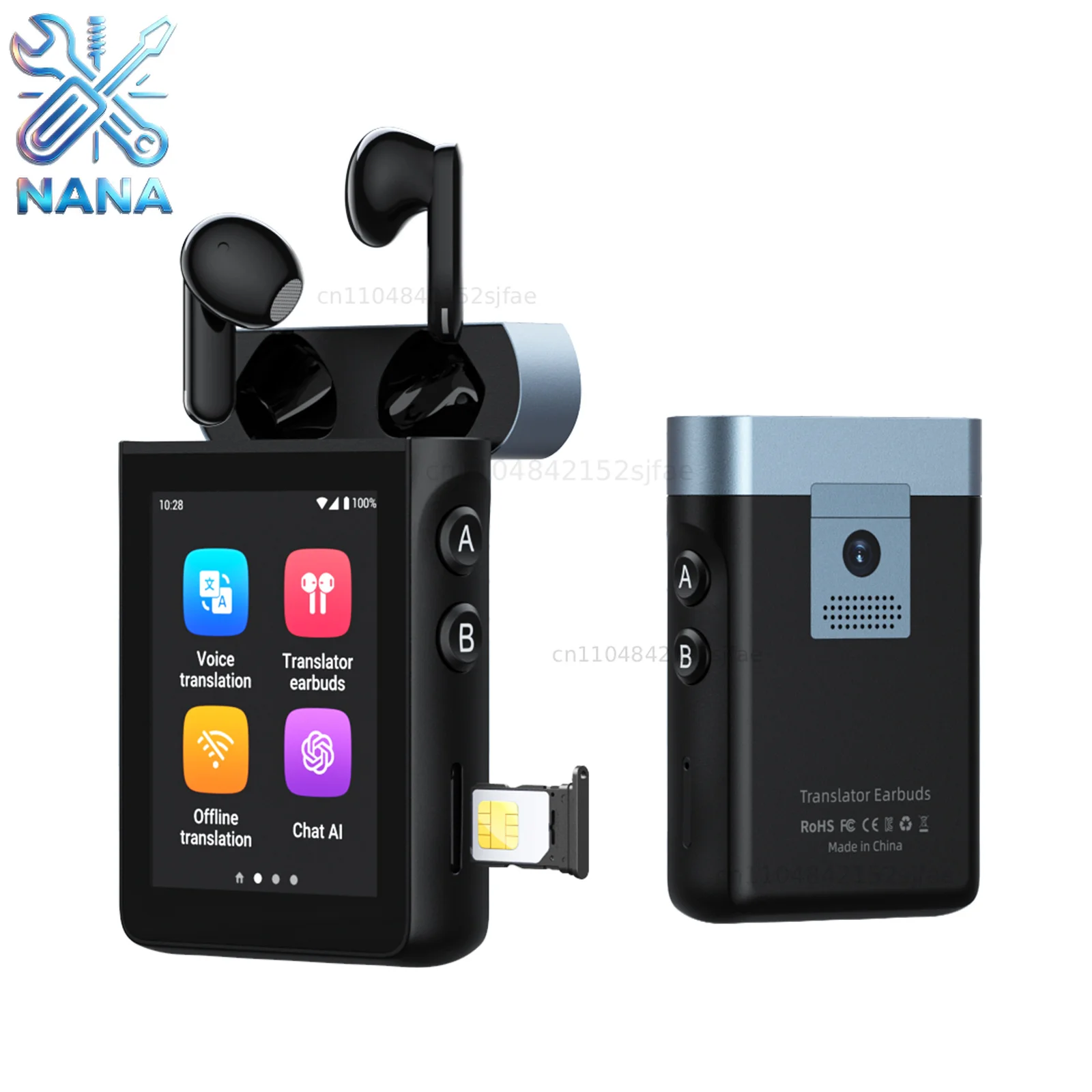 Wooask A9 4G Standalone AI Translator Earbuds with Screen,Real-Time 144 Languages & 16 Offline, ChatGPT, Hotspot, Stream Music