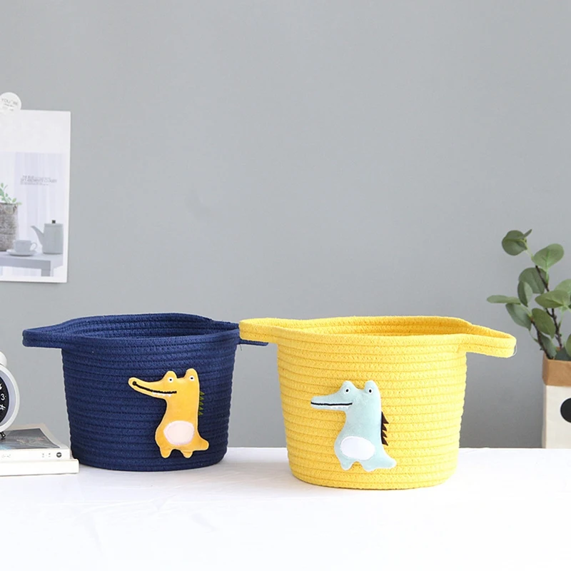 Cotton Rope Woven Storage Basket Desktop Cosmetics Toys Sundries Organizer Cartoon Animal Decor Basket