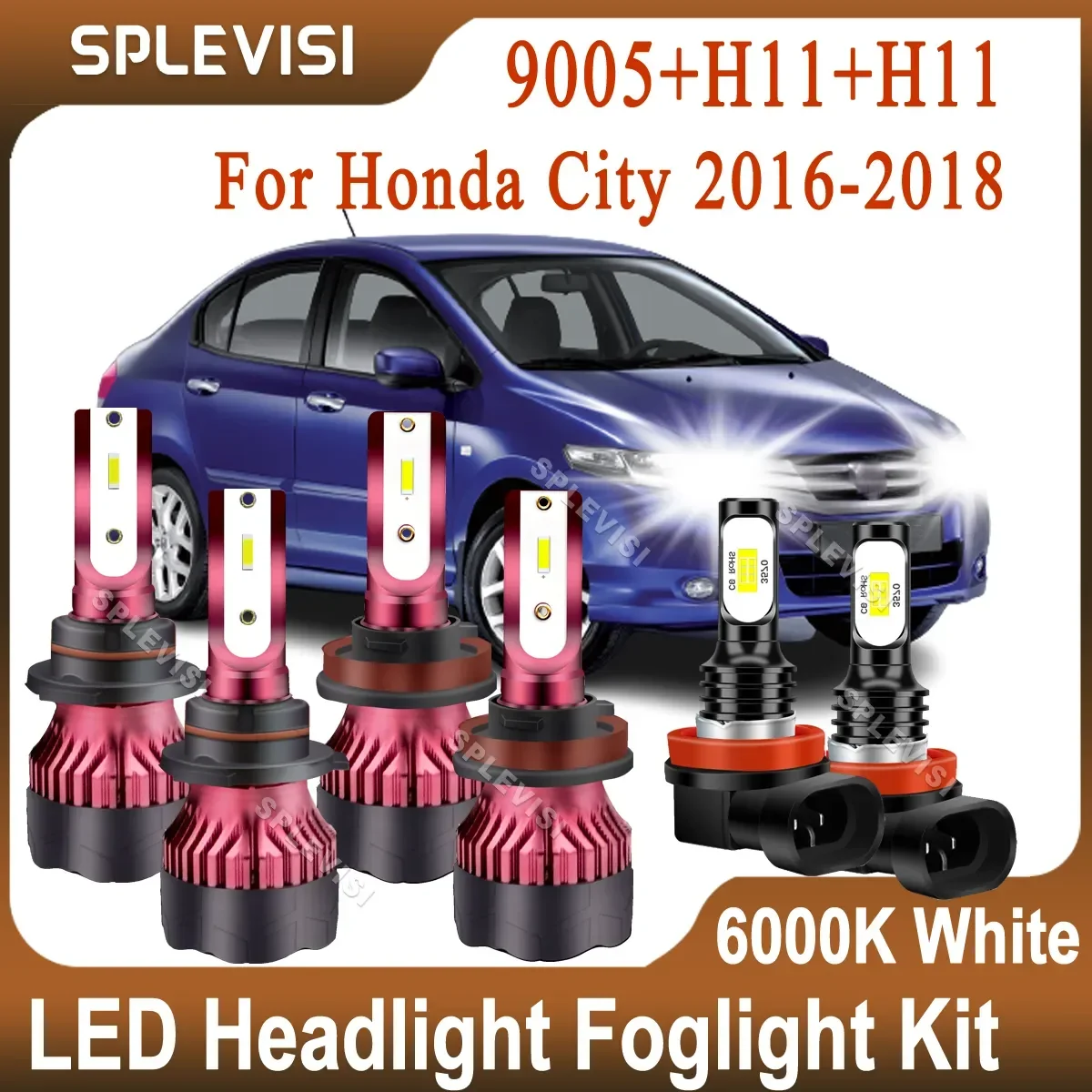 

360-degree Lighting Bright White Kit 12V car light For Honda City 2016 2017 2018 High Low Beam 9005 H11 Foglight H11