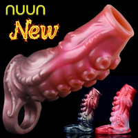 NUUN Octopus Penis Enlarger Cock Girth Extender Tentacle Suckers Extra Large Dildo Sheath Sex Toys for Male Dick Semen Lock Ring