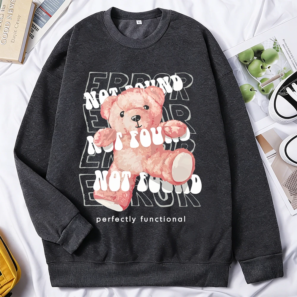 

Идеально функциональный пуловер с мультяшным медведем, мужской мягкий пуловер в стиле хип-хоп с длинными рукавами в стиле ретро с круглым вырезом, модный топ унисекс, цветная флисовая одежда