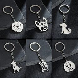 Cartoon French Bulldog Pendant Keychains Fashion Corgi Keyrings Bull Terrier Car Key Ring Animal Backpack Key Holder Accessories