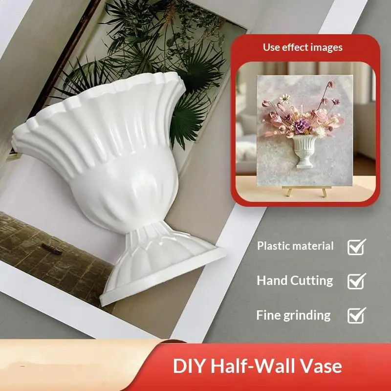 French Oil Painting Half Wall Vase White DIY Flower Arrangement Vase Hand-Painted Half Wall Flower Pot Floral Arrangement