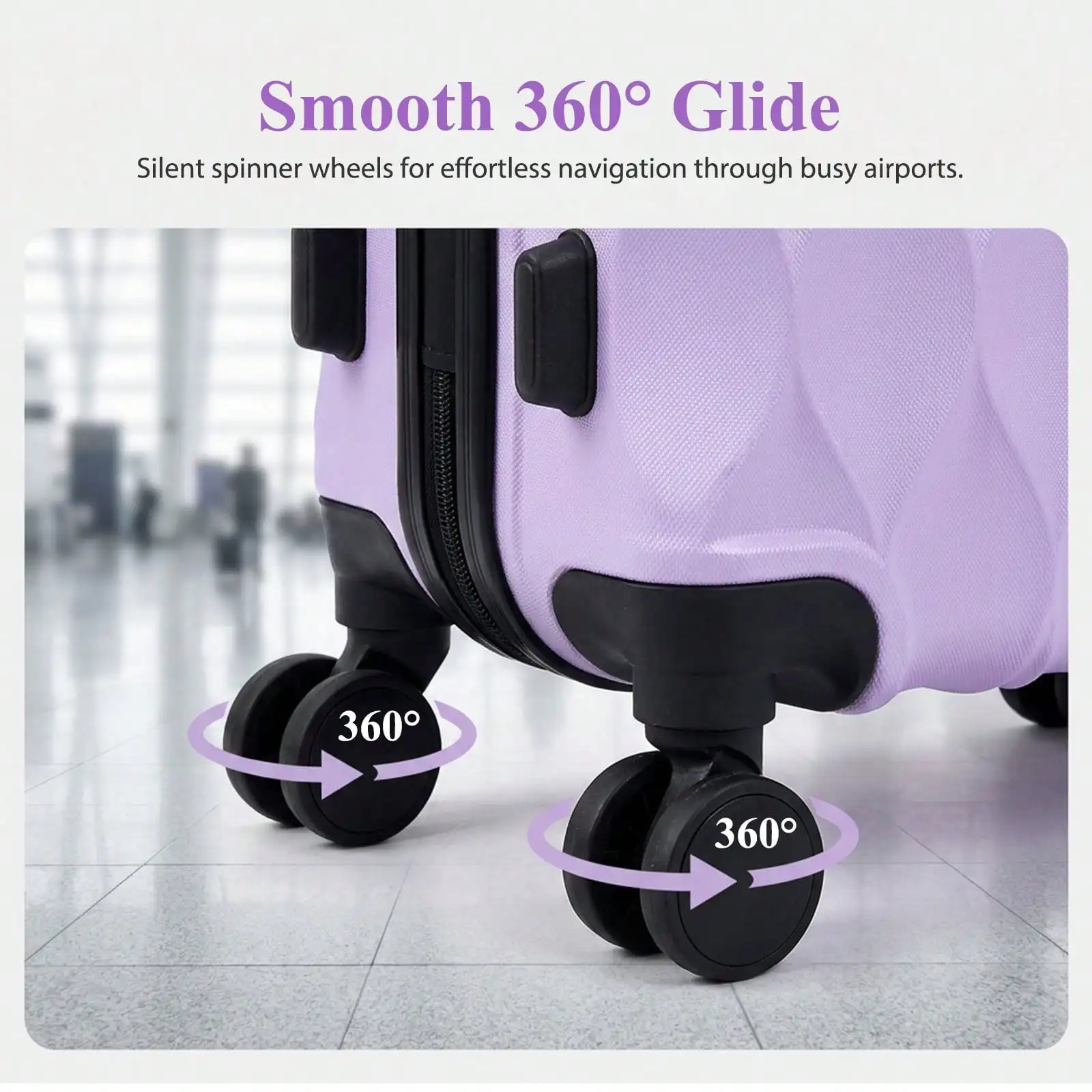 2‑Piece Hardshell Travel Set, 20‑Inch Wave‑Purple ABS Carry‑On Luggage & 14‑Inch Mini Cosmetic Case, Lightweight Expandable Rolling Suitcase with Double Spinner Wheels and TSA Lock for Business and Vacation Travel
