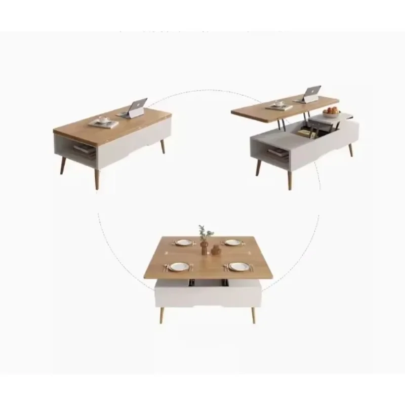 

Lifting top 4-in-1 coffee table with hidden storage compartment, wooden coffee table central table for living room reception roo