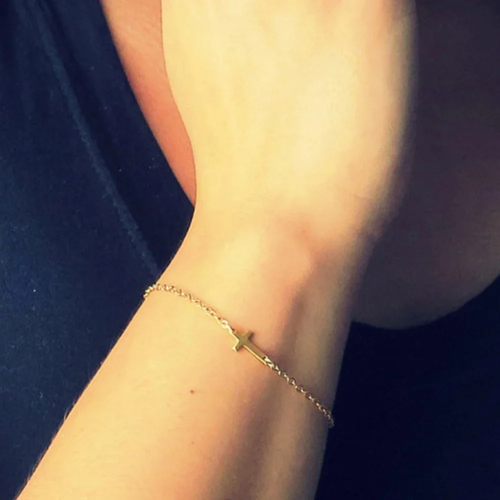 FSUNION New Charm Cross Minimalist Small Love Friendship  Bracelets Link Chain  For Women 2025 Fashion Jewelry Gift