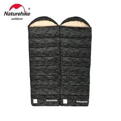 Naturehike M320 Envelope Hooded Sleeping Bag Outdoor Camping Splash-proof Skin-friendly Soft Warm Spliced Single Sleeping Sack