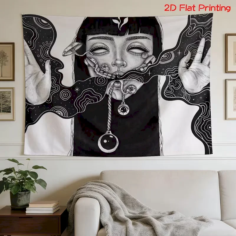 VIKAMA Horror Anime Tapestry, Gothic Manga Spooky Wall Hanging Home Decor, Hippie Bohemian Tapestry Wall Decor